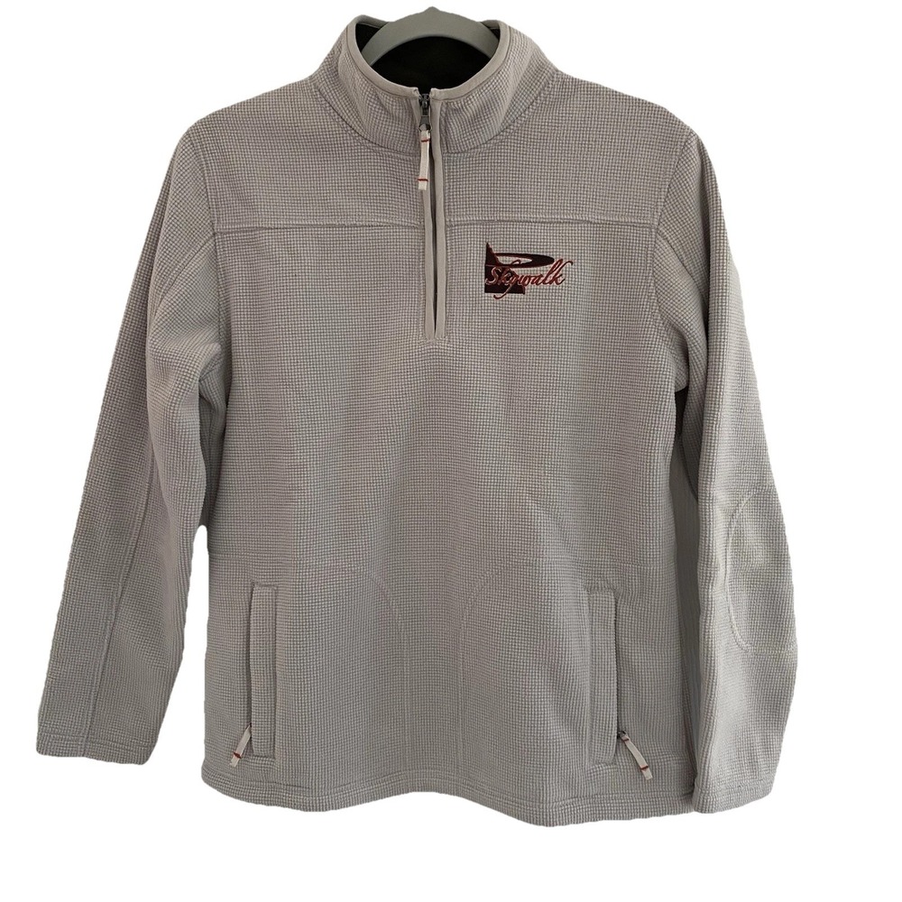 Fossa Mens Pullover S Grey Skywalk Waffle Knit 1/4 Zip Fleece Jacket RN118438